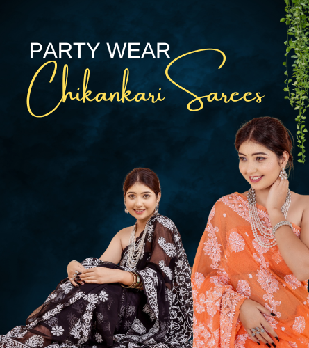 party wear chikankari saree