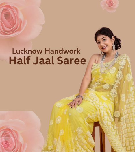 HAndwork half jaal saree